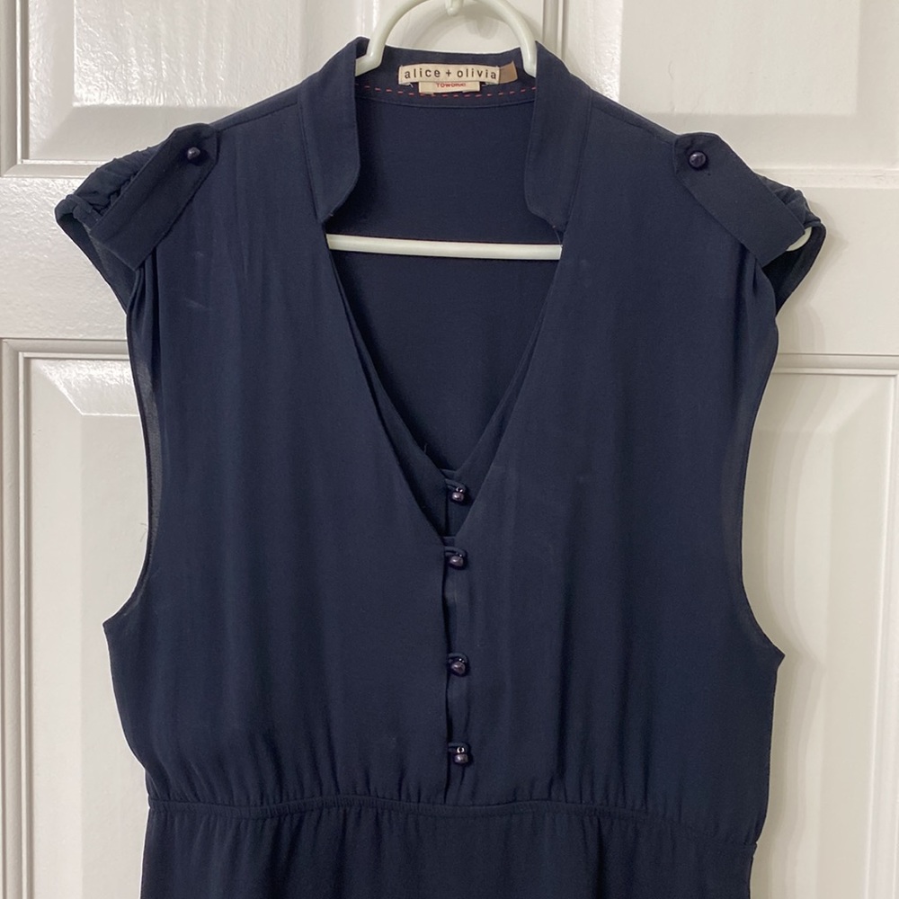 Alice + Olivia Navy Sleeveless Dress